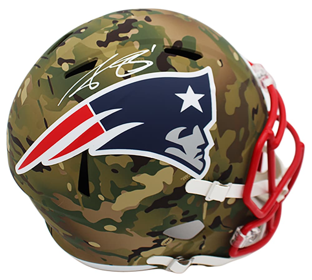 AJ Brown Signed New England Patriots Speed Full Size Camo NFL Helmet AJ Brown Helmet aj-brown-england-patriots-speed-full, New England Patriots, supplier stock photo