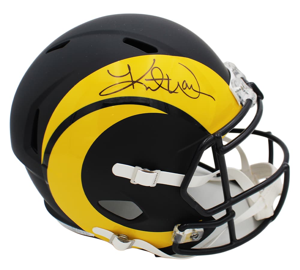 Kurt Warner Signed Los Angeles Rams Speed Full Size Rivalries NFL Helmet Kurt Warner Helmet kurt-warner-los-angeles-rams-speed, supplier stock photo