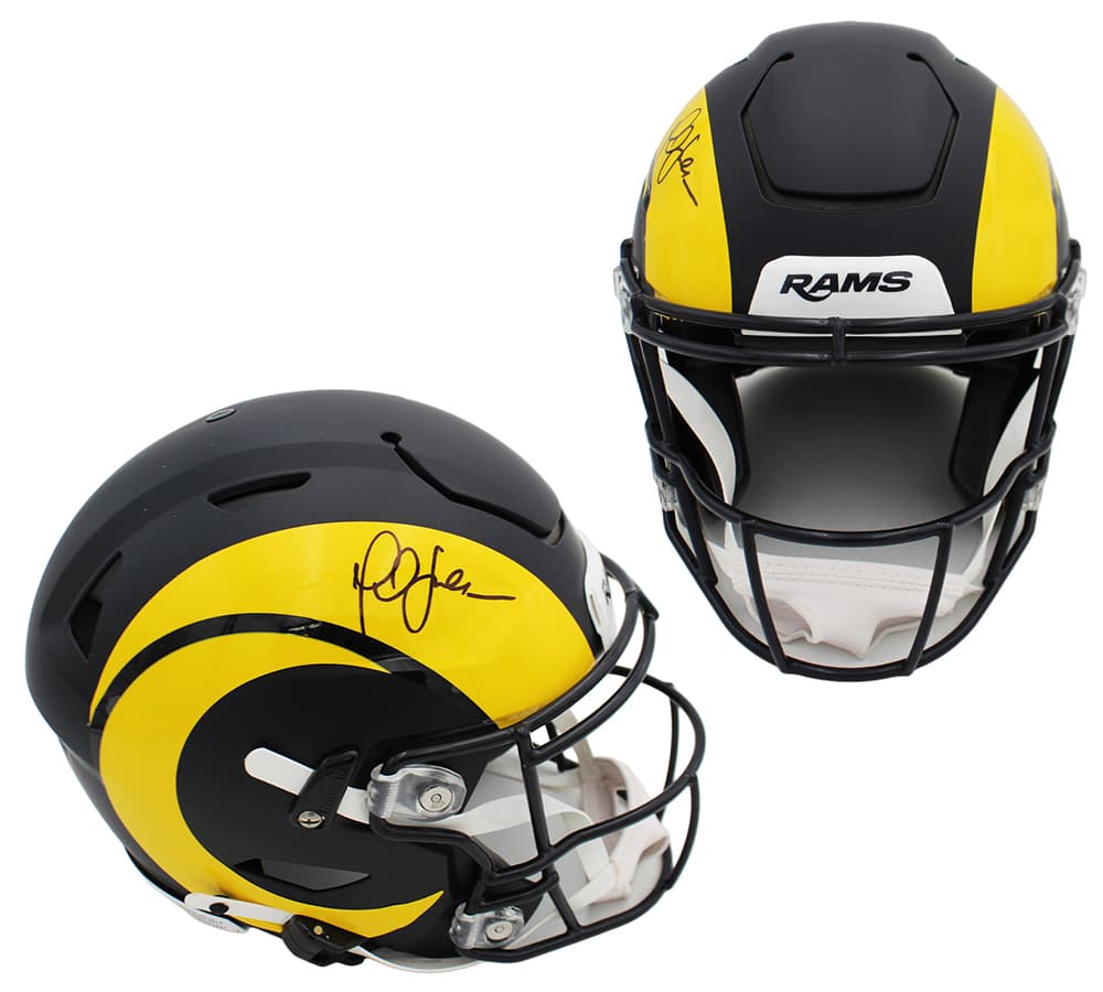 Marshall Faulk Signed Los Angeles Rams Speed Flex Authentic Rivalries NFL Helmet Marshall Faulk Helmet marshall-faulk-los-angeles-rams-speed, supplier stock photo