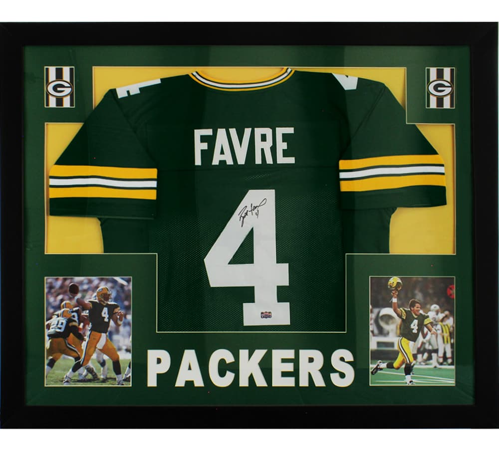 Brett Favre Signed Green Bay Packers Framed Green NFL Jersey Brett Favre Jersey brett-favre-green-bay-packers-framed, Green Bay Packers, supplier stock photo