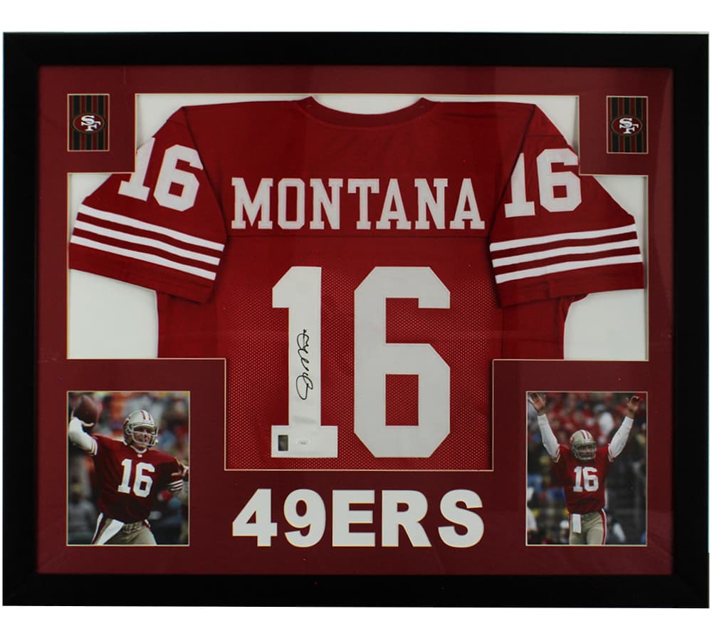 Joe Montana Signed San Francisco 49ers Framed Red NFL Jersey Joe Montana Jersey joe-montana-san-francisco-49ers-framed, San Francisco 49ers, supplier stock photo