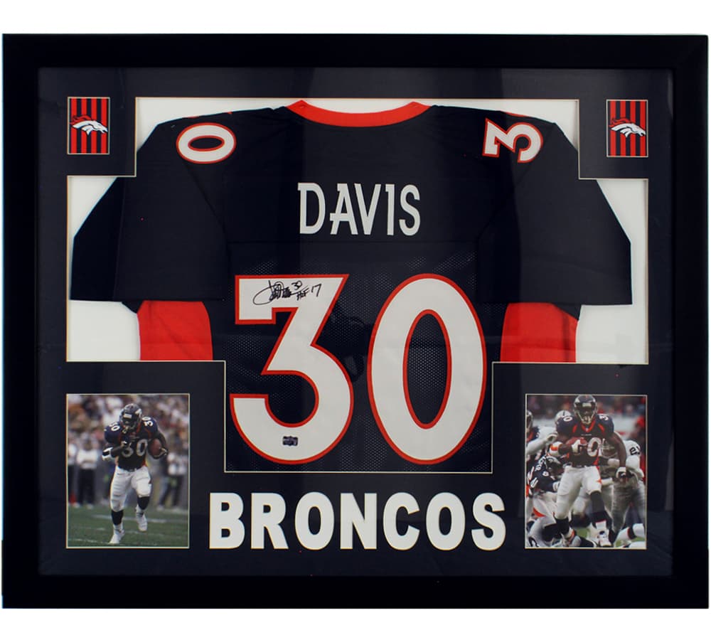 Terrell Davis Signed Denver Broncos Framed Blue NFL Jersey with “HOF 17” Inscription Terrell Davis Jersey terrell-davis-denver-broncos-framed-blue, Denver Broncos, supplier stock photo