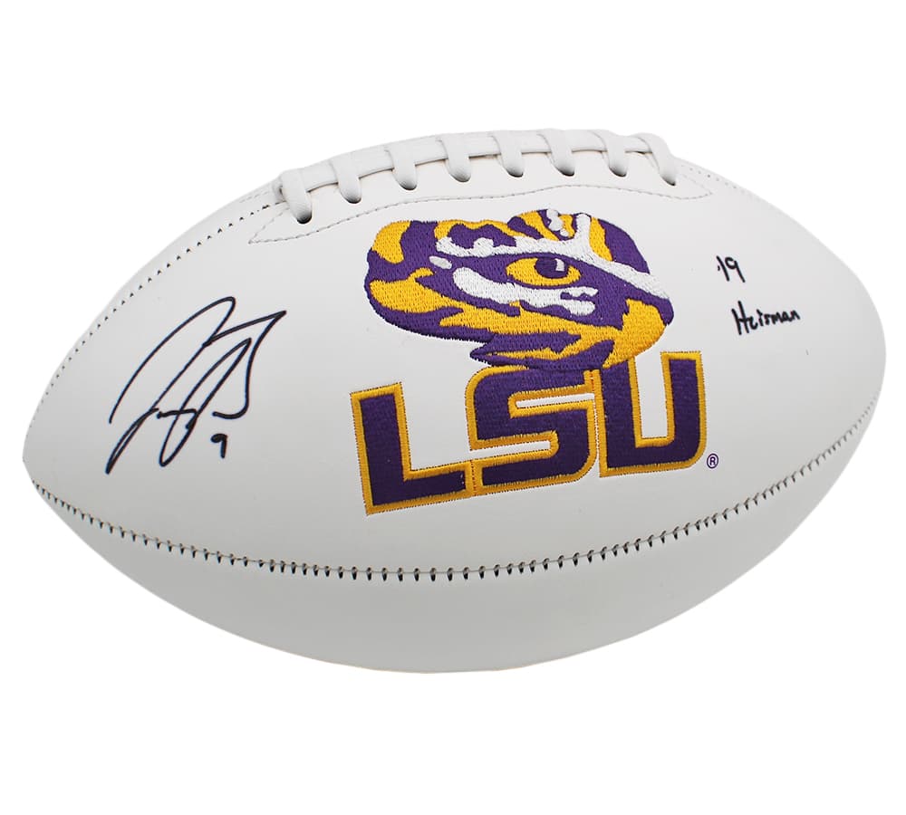 Joe Burrow Signed LSU Tigers Embroidered Logo White Panel NCAA Football Joe Burrow Ball joe-burrow-lsu-tigers-embroidered-logo, LSU Tigers, supplier stock photo
