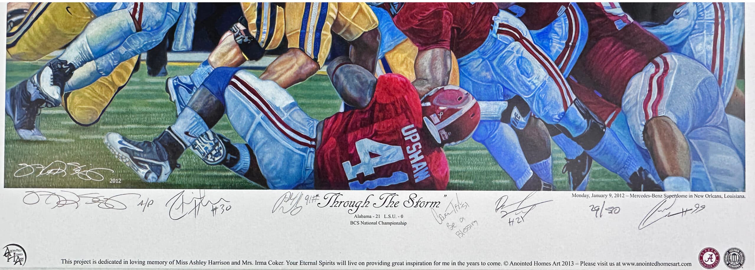 Steve Skipper Collection A/P “Through the Storm” BCS Championship Game Unframed Lithograph Print Signed by the Artist and 5 Players – LE of 50 Photo steve-skipper-collection-through-storm-bcs, view 2, supplier stock photo