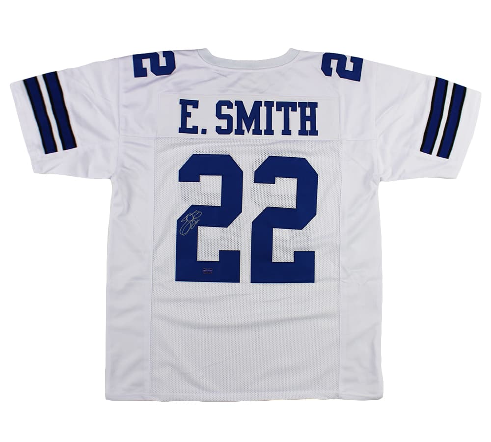 Emmitt Smith Signed Dallas Custom White Jersey Emmitt Smith Jersey emmitt-smith-dallas-white, Dallas Cowboys, supplier stock photo