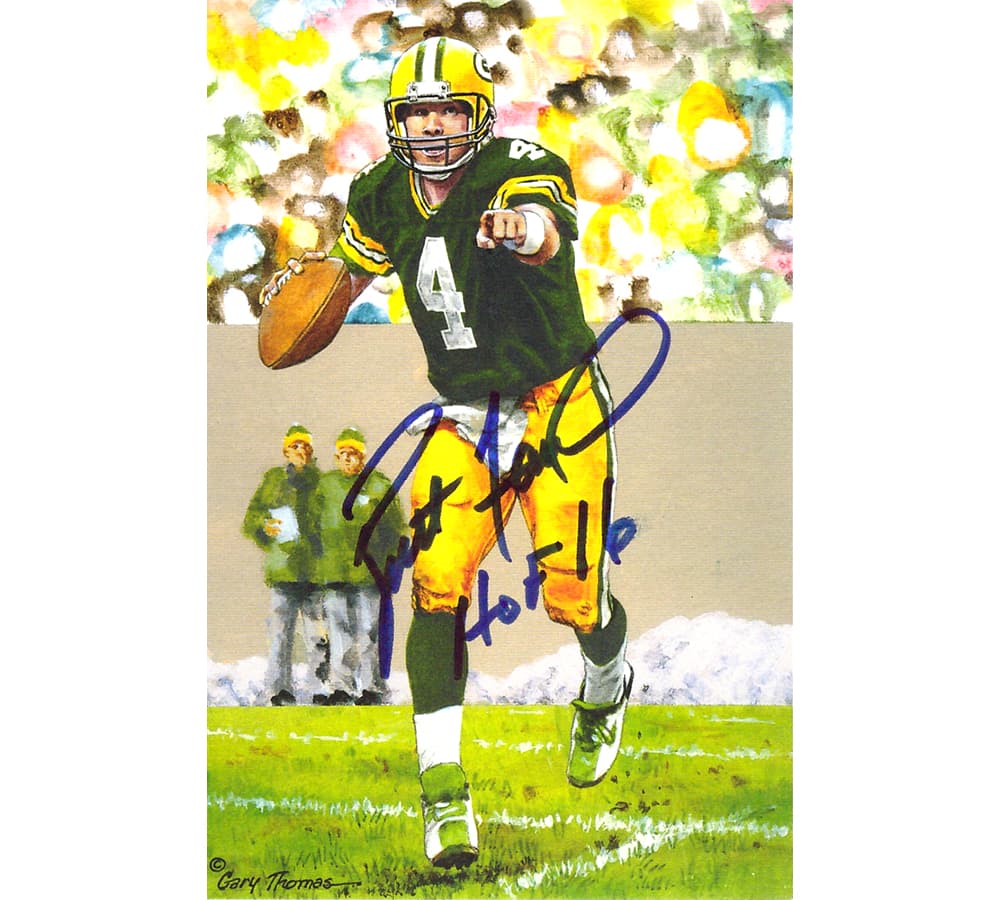 Brett Favre Signed Green Bay Packers Goal Line Art 4×6 Card – LE Brett Favre Card 4x6-brett-favre-green-bay-packers-goal, Green Bay Packers, supplier stock photo