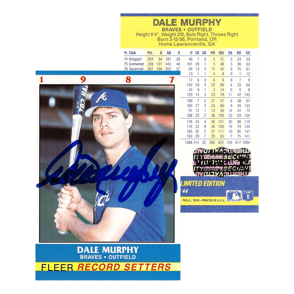 Dale Murphy Signed 1987 Fleer #23 Atlanta Braves Baseball Card Dale Murphy Card dale-murphy-1987-fleer-23-atlanta, Atlanta Braves, supplier stock photo