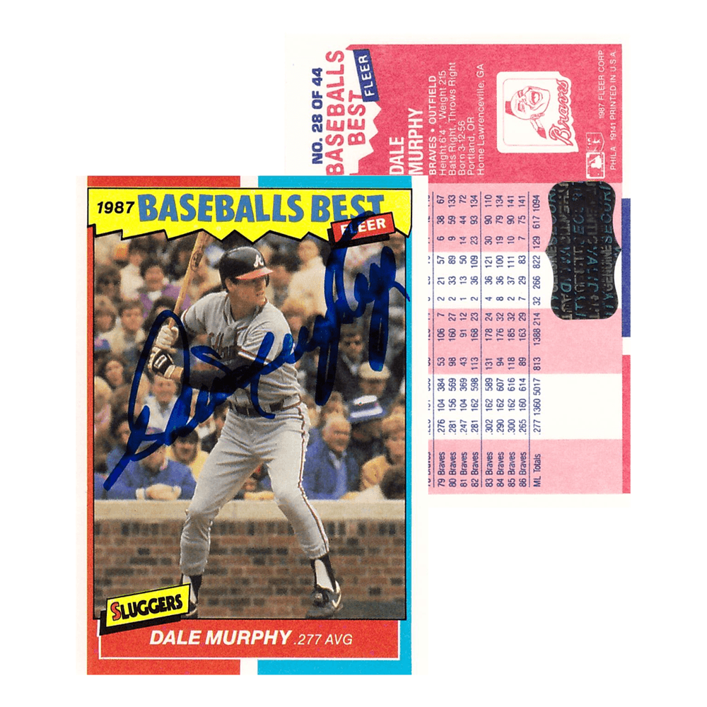 Dale Murphy Signed 1987 Fleer #28 Atlanta Braves Baseball Card Dale Murphy Card dale-murphy-1987-fleer-28-atlanta, Atlanta Braves, supplier stock photo