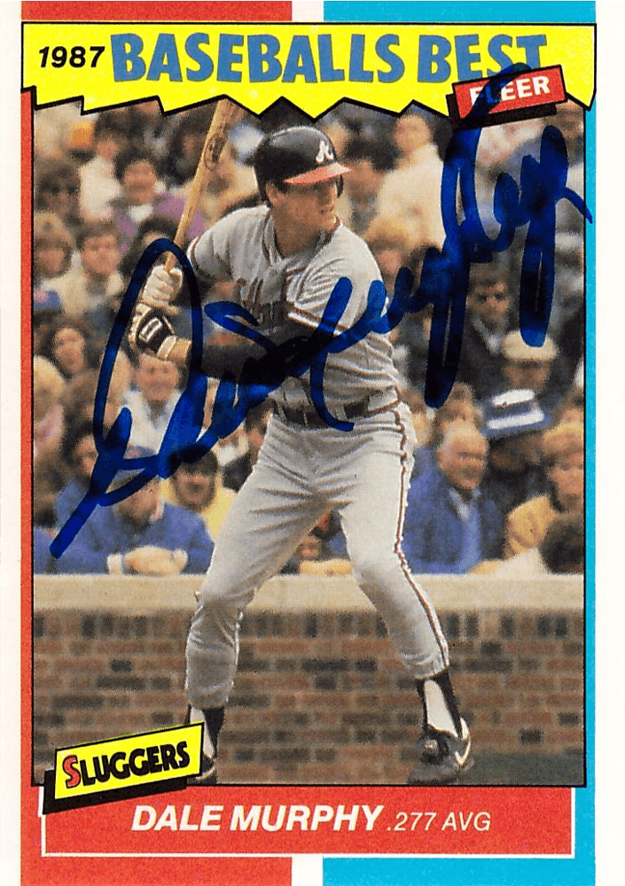 Dale Murphy Signed 1987 Fleer #28 Atlanta Braves Baseball Card Dale Murphy Card dale-murphy-1987-fleer-28-atlanta, Atlanta Braves, view 2, supplier stock photo