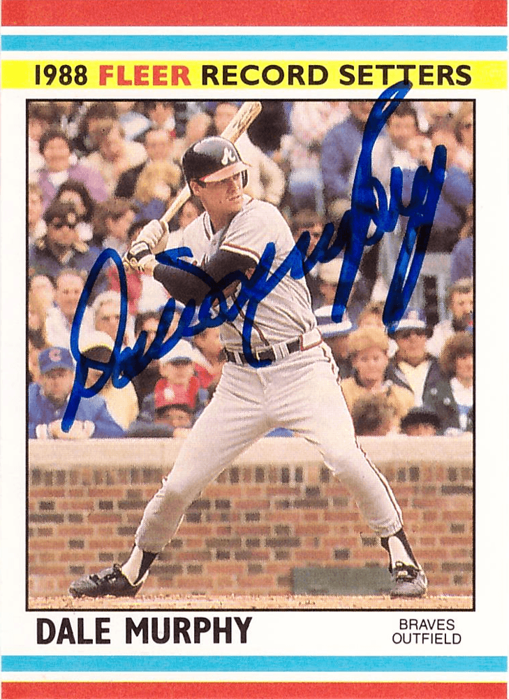 Dale Murphy Signed 1988 Fleer #27 Atlanta Braves Baseball Card Dale Murphy Card dale-murphy-1988-fleer-27-atlanta, Atlanta Braves, view 2, supplier stock photo