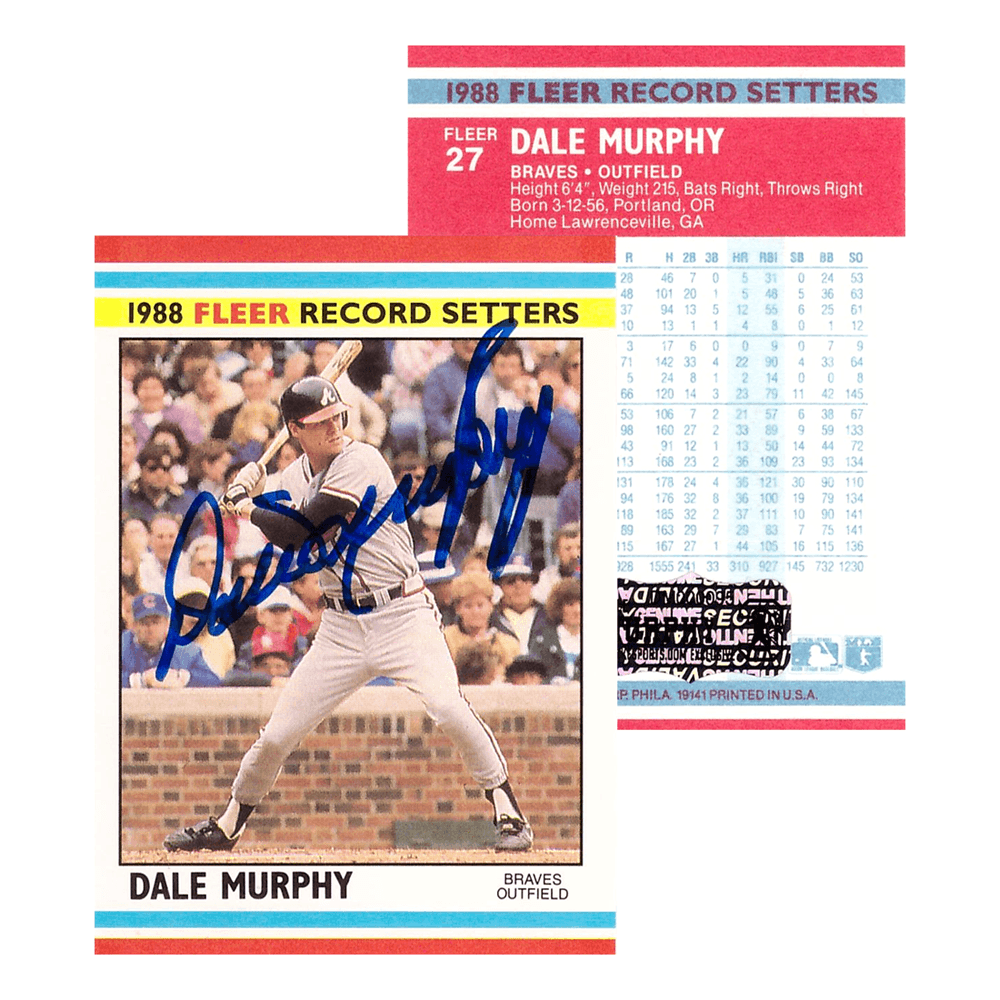 Dale Murphy Signed 1988 Fleer #27 Atlanta Braves Baseball Card Dale Murphy Card dale-murphy-1988-fleer-27-atlanta, Atlanta Braves, supplier stock photo