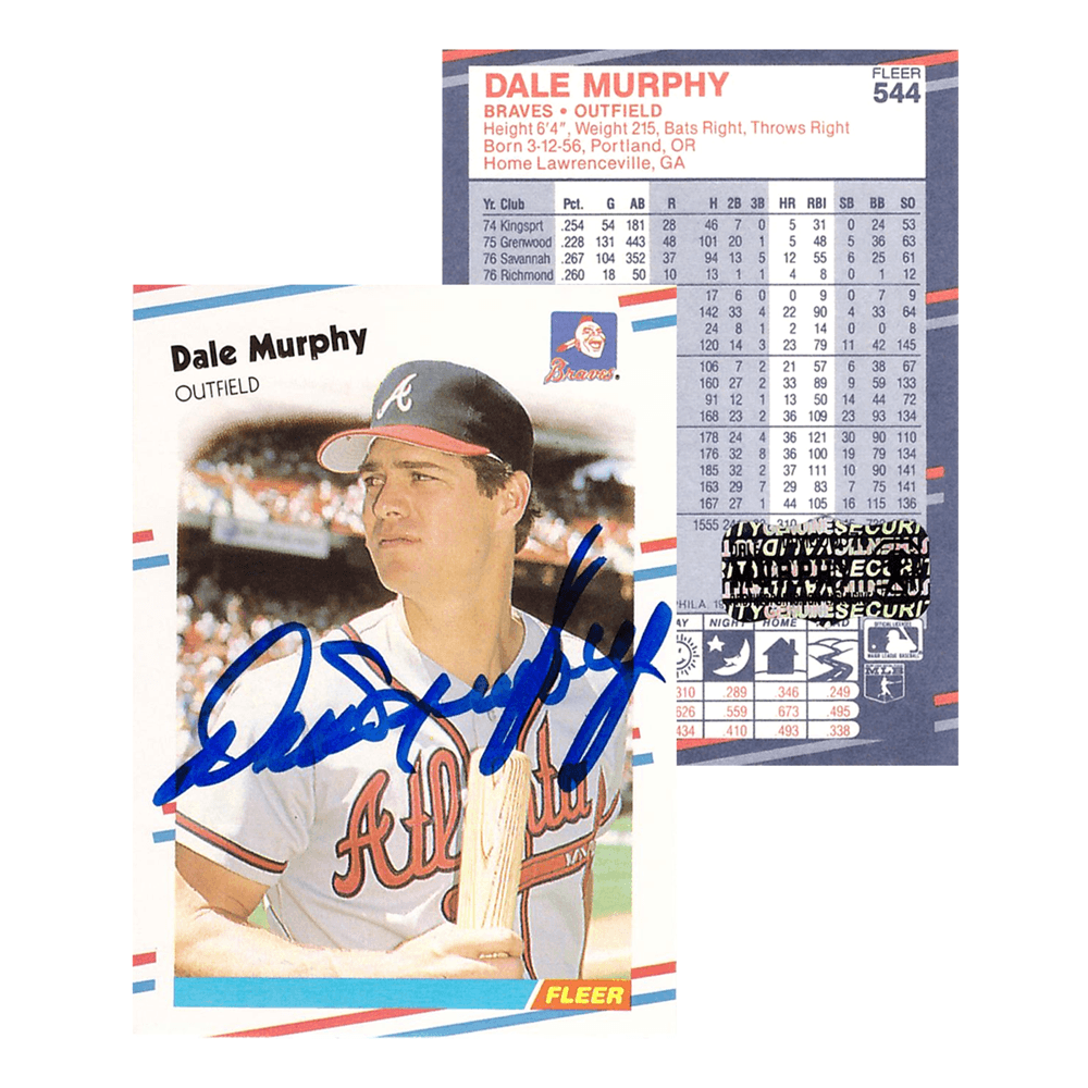 Dale Murphy Signed 1988 Fleer #544 Atlanta Braves Baseball Card Dale Murphy Card dale-murphy-1988-fleer-544-atlanta, Atlanta Braves, supplier stock photo