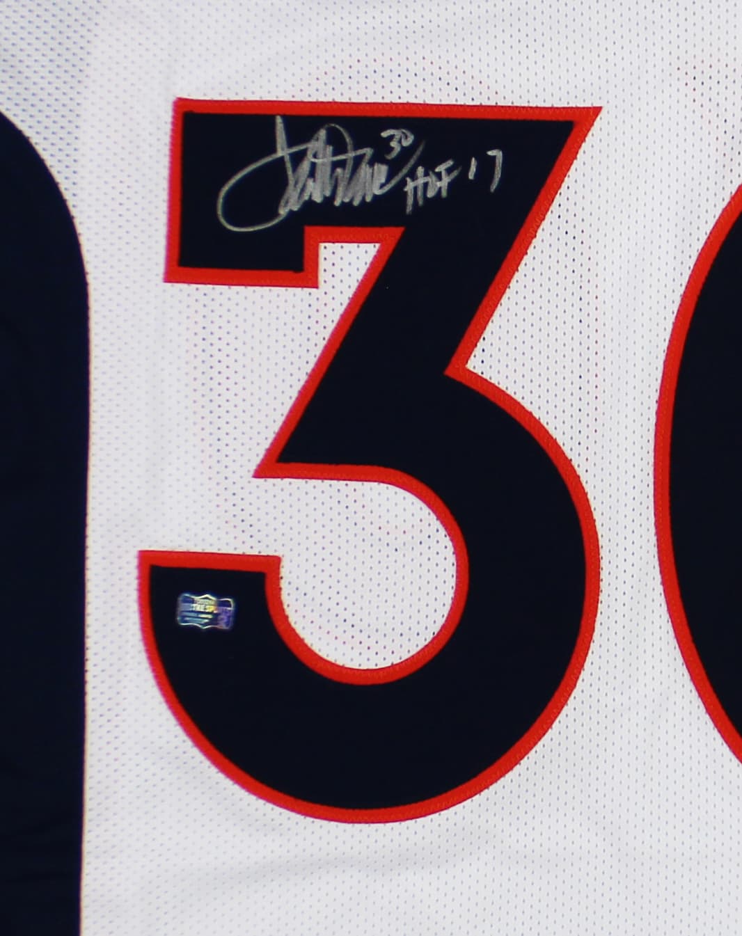 Terrell Davis Signed Denver Custom White Jersey with “HOF 17” Inscription Terrell Davis Jersey terrell-davis-denver-white-hof-17, view 2, supplier stock photo