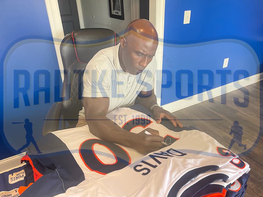 Terrell Davis Signed Denver Custom White Jersey with “HOF 17” Inscription Terrell Davis Jersey terrell-davis-denver-white-hof-17, view 3, supplier stock photo