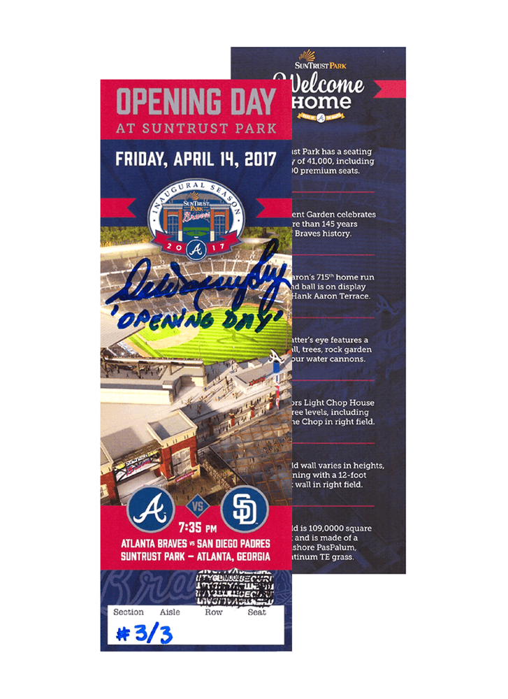 Dale Murphy Signed 2017 SunTrust Park Opening Day Ticket with “Opening Day” Inscription – Limited Edition 3/3 Dale Murphy Ticket Stub dale-murphy-2017-suntrust-park-opening, supplier stock photo