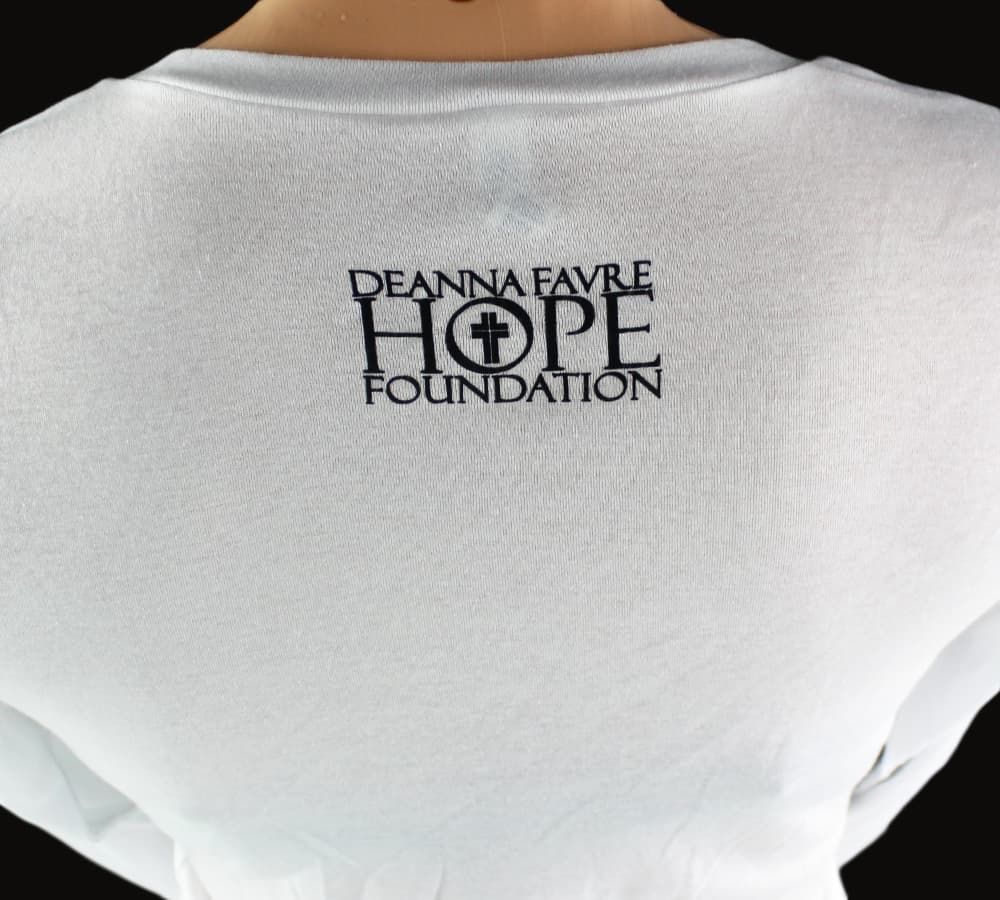 Official Favre 4 Hope White Women’s Long Sleeve Shirt with “hope” Other favre-4-hope-white-womens-long, view 2, supplier stock photo