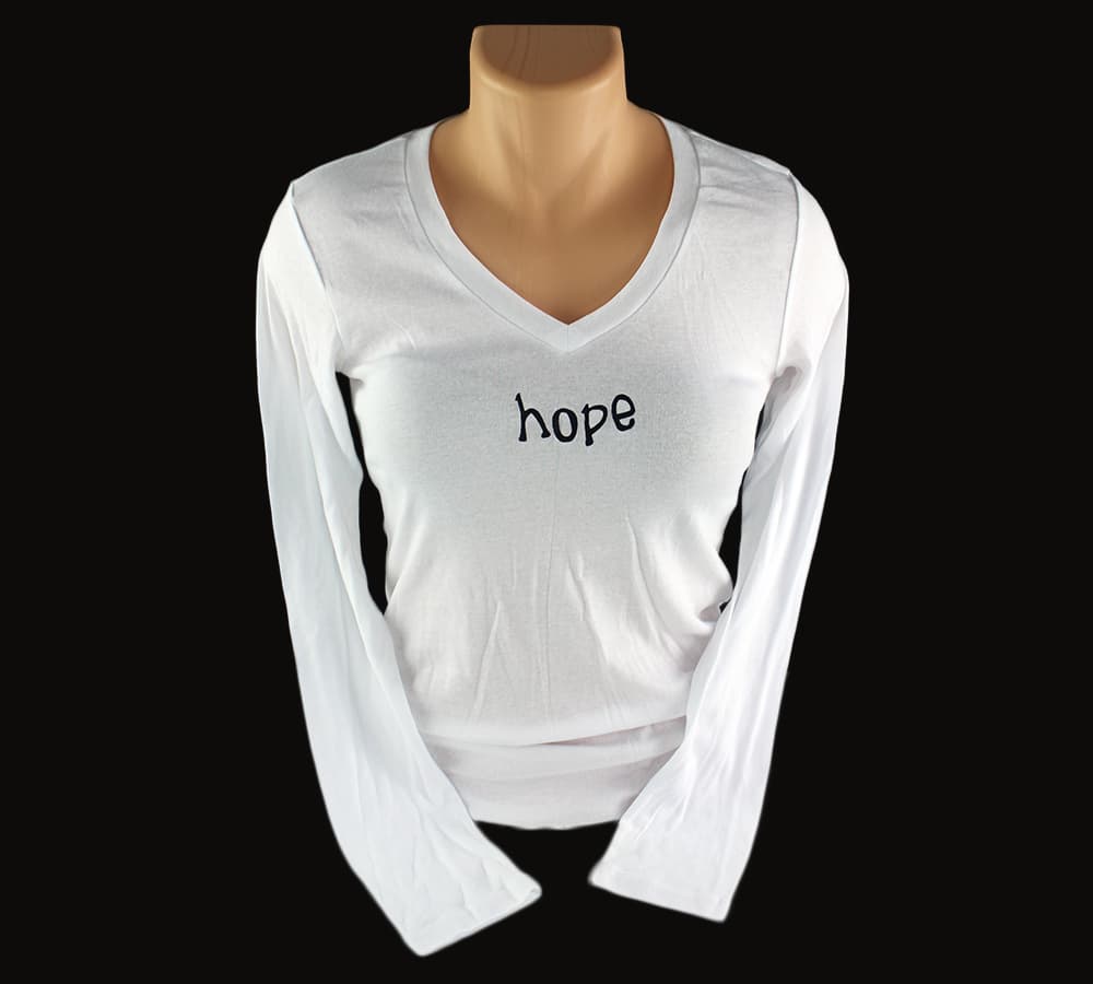 Official Favre 4 Hope White Women’s Long Sleeve Shirt with “hope” Other favre-4-hope-white-womens-long, supplier stock photo