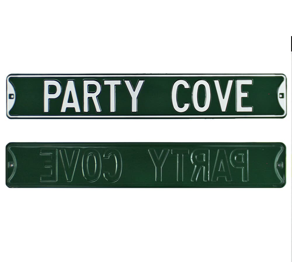 Party Cove Authentic Steel 36×6 Green & White Street Sign Other 36x6-party-cove-steel-36-6-green, supplier stock photo