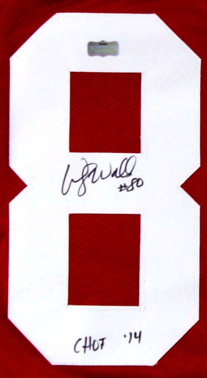 Wesley Walls Signed Ole Miss Red Custom Jersey With “CHOF 2014” Inscription Wesley Walls Jersey wesley-walls-ole-miss-red-chof, view 2, supplier stock photo
