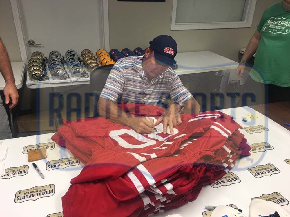 Wesley Walls Signed Ole Miss Red Custom Jersey With “CHOF 2014” Inscription Wesley Walls Jersey wesley-walls-ole-miss-red-chof, view 3, supplier stock photo