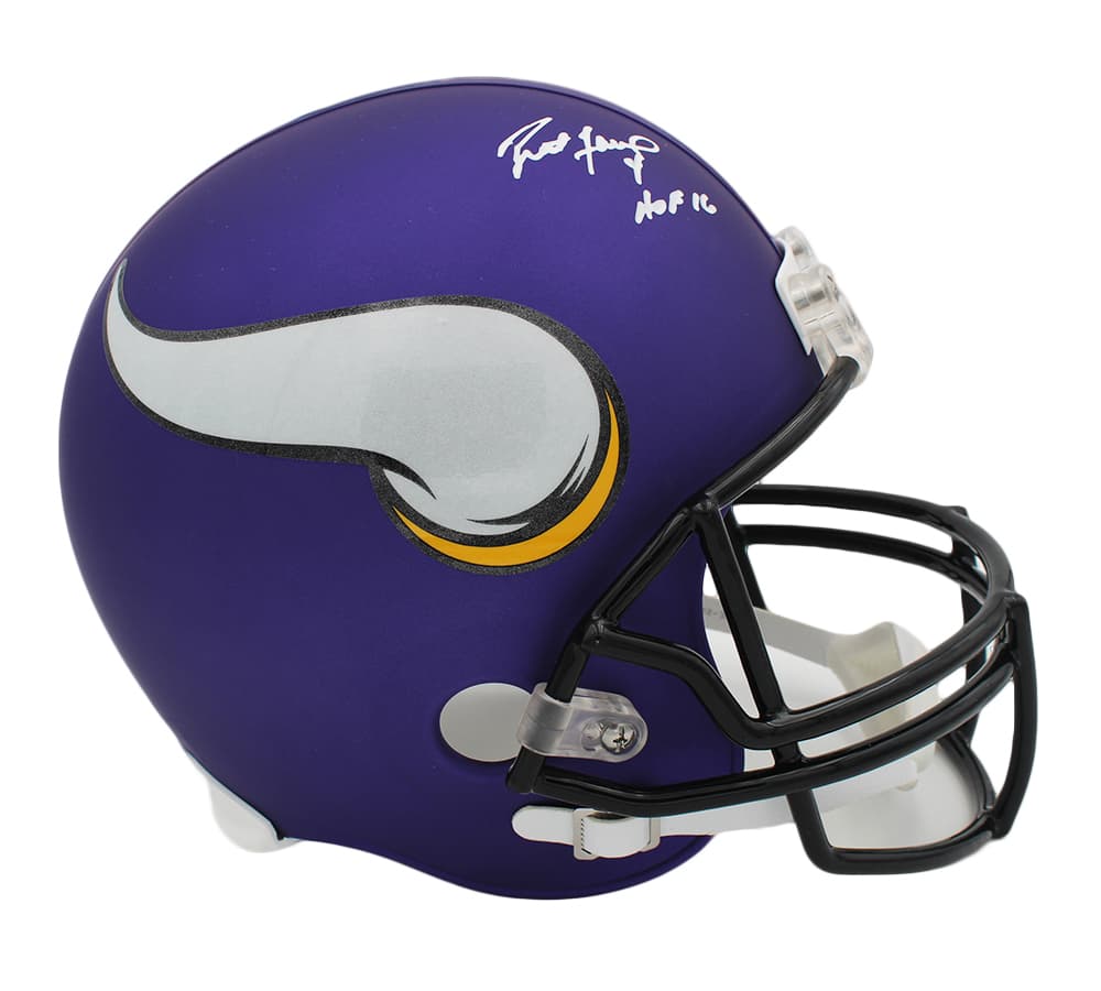 Brett Favre Signed Minnesota Vikings Current Full Size NFL Helmet With “HOF 16” Inscription Brett Favre Helmet brett-favre-minnesota-vikings-current-full, Minnesota Vikings, supplier stock photo