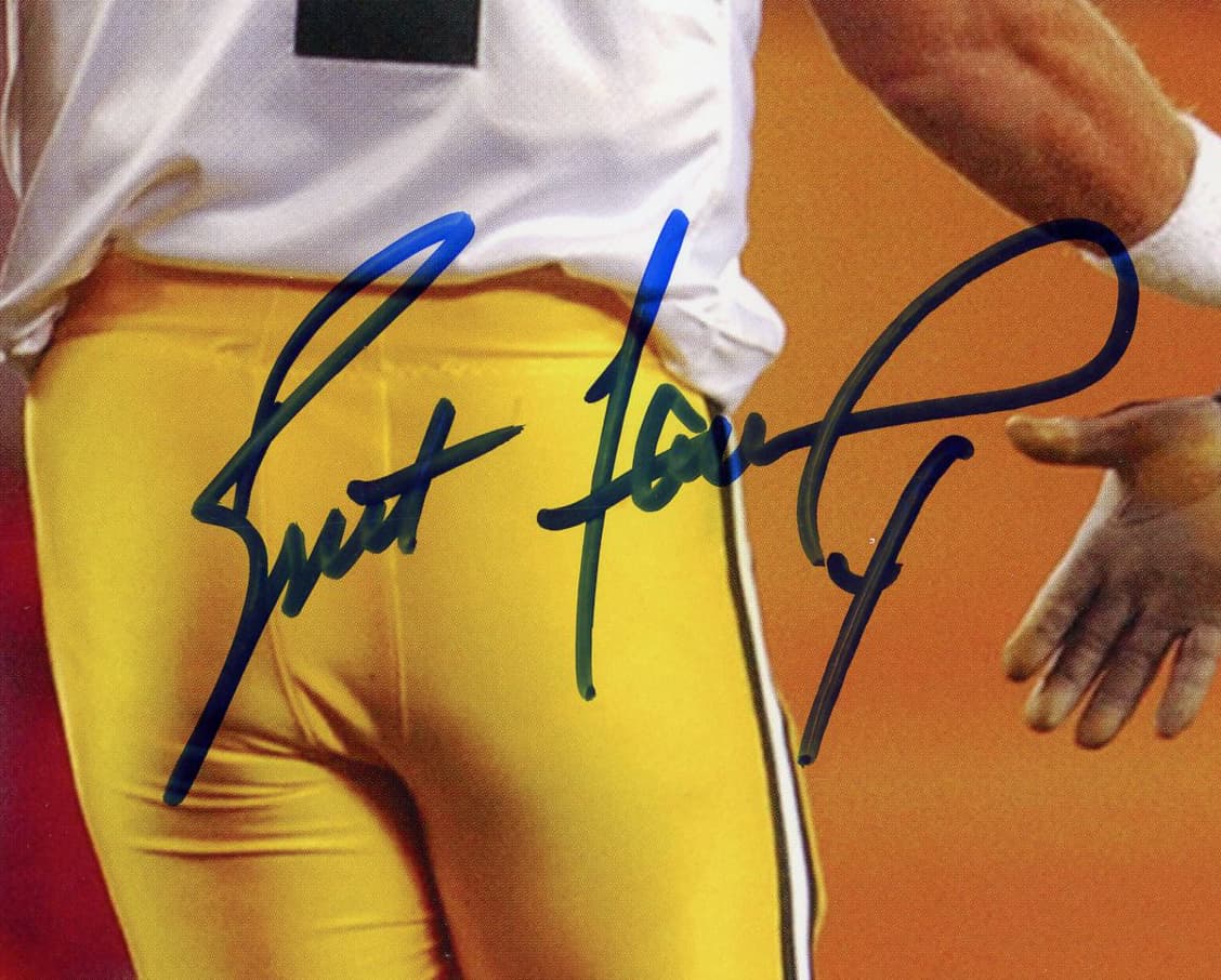 Brett Favre Signed Green Bay Packers Unframed 8×10 NFL Photo – Blue Ink With Urlacher Brett Favre Photo 8x10-brett-favre-green-bay-packers-unframed, Green Bay Packers, view 2, supplier stock photo