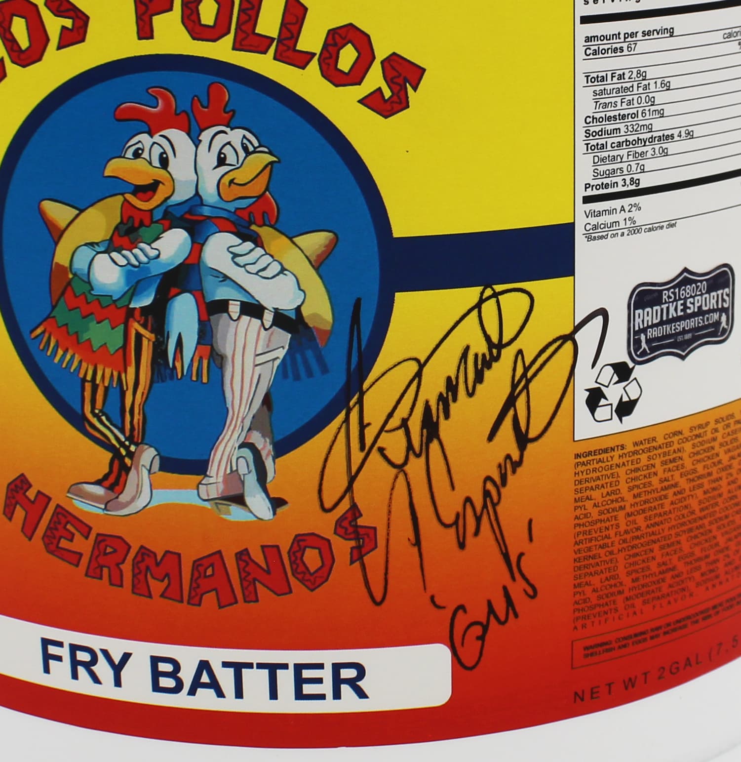 Giancarlo Esposito Signed Breaking Bad Los Pollos Hermanos French Fry Batter Delivery Bucket with Gus Inscription Other giancarlo-esposito-breaking-bad-los-pollos, view 2, supplier stock photo