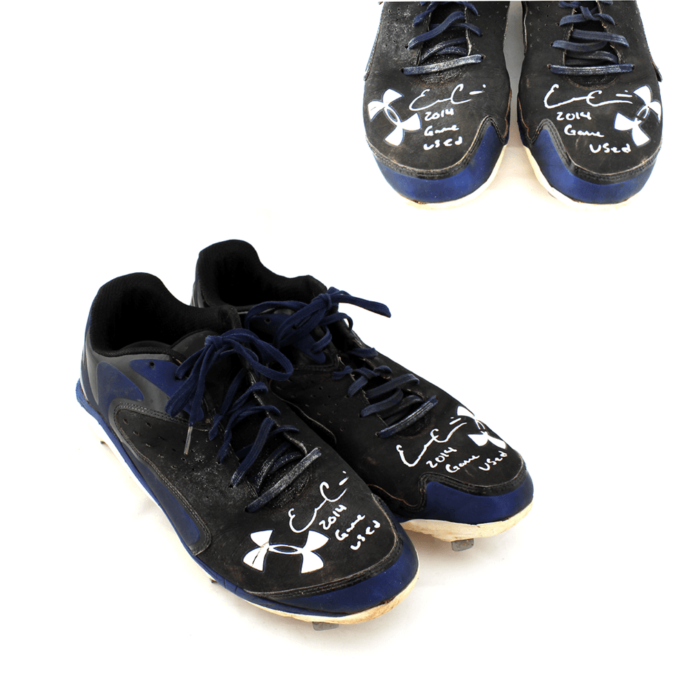 Evan Gattis Signed Game Used Blue & Black Under Armor Cleats with “2014 Game Used’ Inscription Evan Gattis Other evan-gattis-game-used-blue-black, supplier stock photo