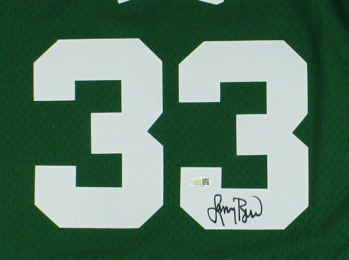 Larry Bird Signed Boston Celtics Mitchell and Ness Green Jersey Larry Bird Jersey larry-bird-boston-celtics-mitchell-ness, Boston Celtics, view 3, supplier stock photo