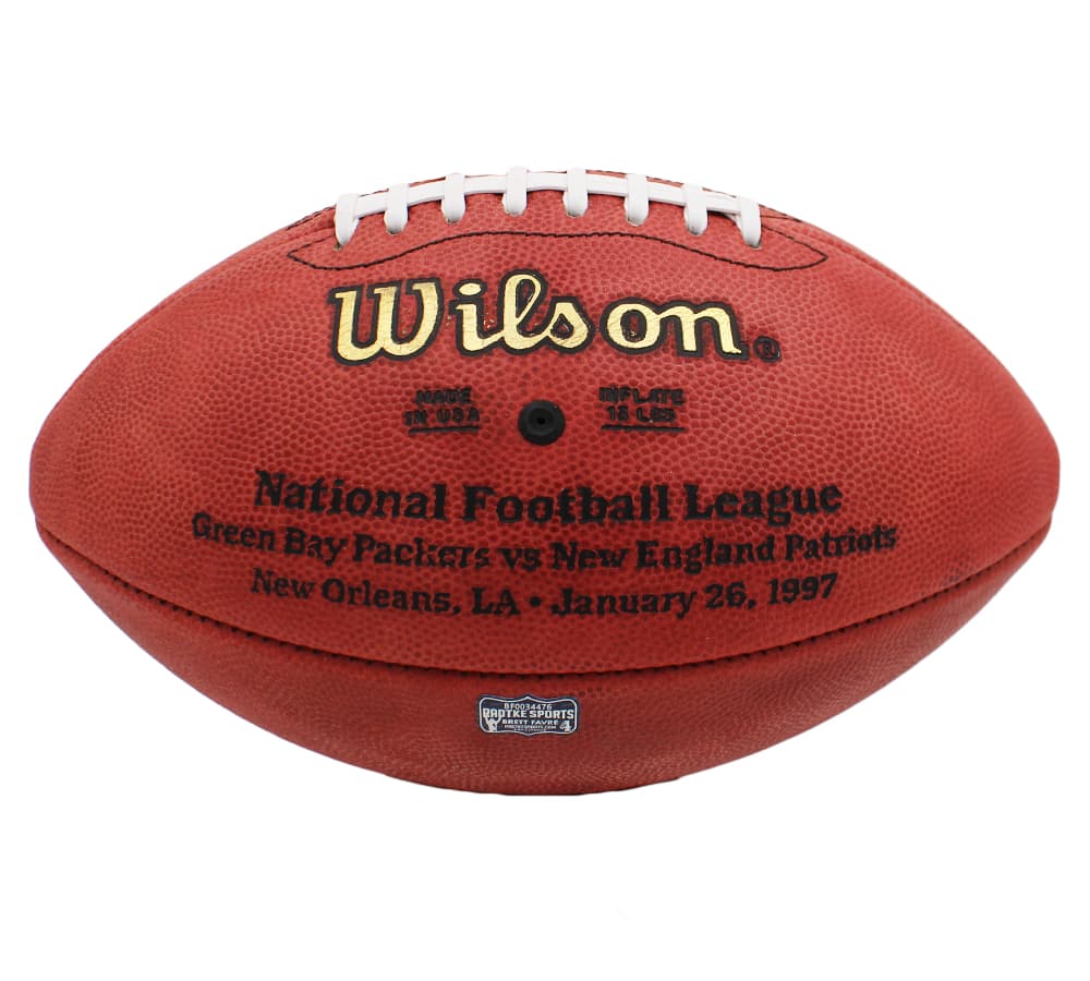 Brett Favre Signed Green Bay Packers Wilson Authentic Super Bowl 31 NFL Football with “Silver Ink” Brett Favre Ball brett-favre-green-bay-packers-wilson, Green Bay Packers, view 4, supplier stock photo