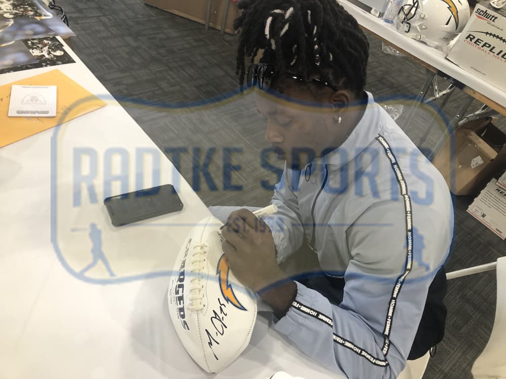 Melvin Gordon Signed Los Angeles Chargers Embroidered NFL Football Melvin Gordon Ball melvin-gordon-los-angeles-chargers-embroidered, view 4, supplier stock photo