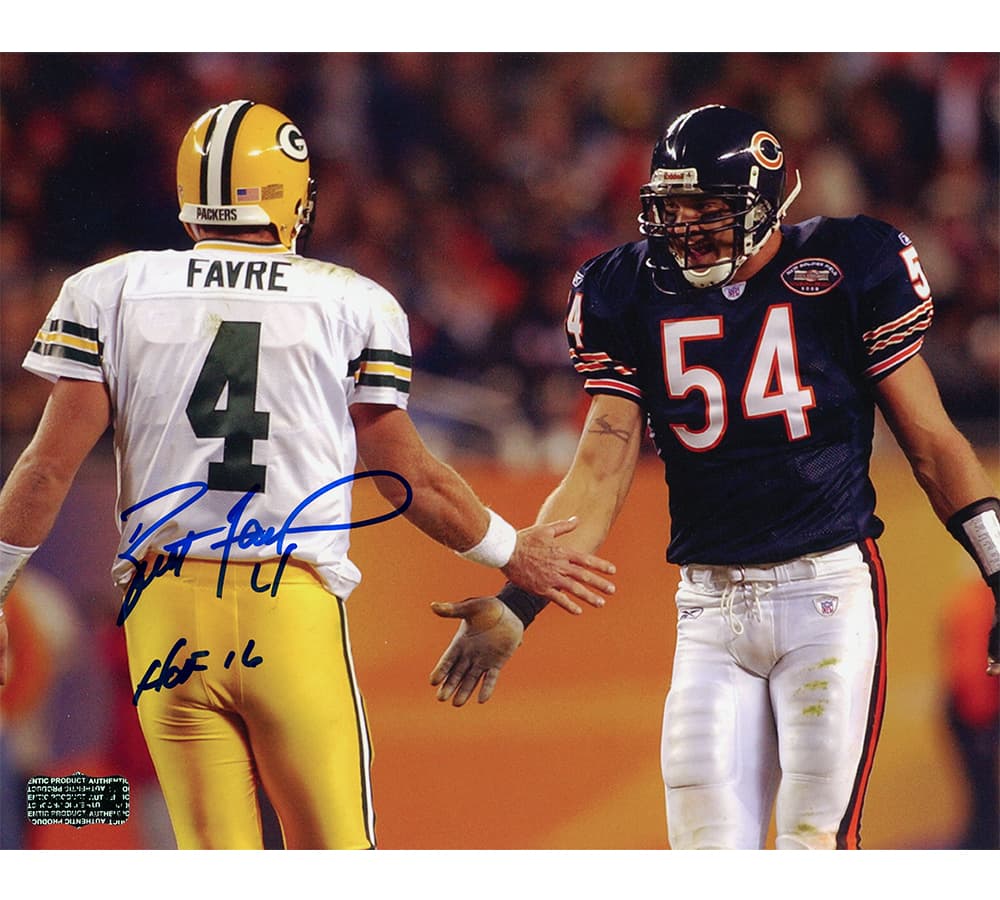 Brett Favre Signed Green Bay Packers Unframed 8×10 NFL Photo – With Urlacher with “HOF 16” Inscription Brett Favre Photo 8x10-brett-favre-green-bay-packers-unframed, Green Bay Packers, supplier stock photo