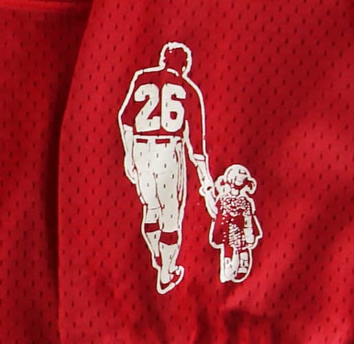Brett Favre Signed East Shrine Authentic Game Worn Red Jersey with “Game Used Shrine Game MVP 1/26/91” Inscription Brett Favre Jersey brett-favre-east-shrine-game-worn, Green Bay Packers, view 4, supplier stock photo